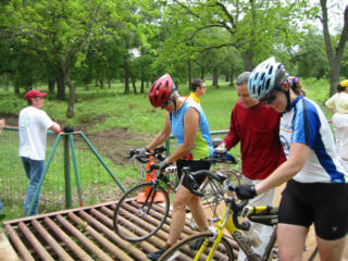 Jenna and Anna cross cattle guard